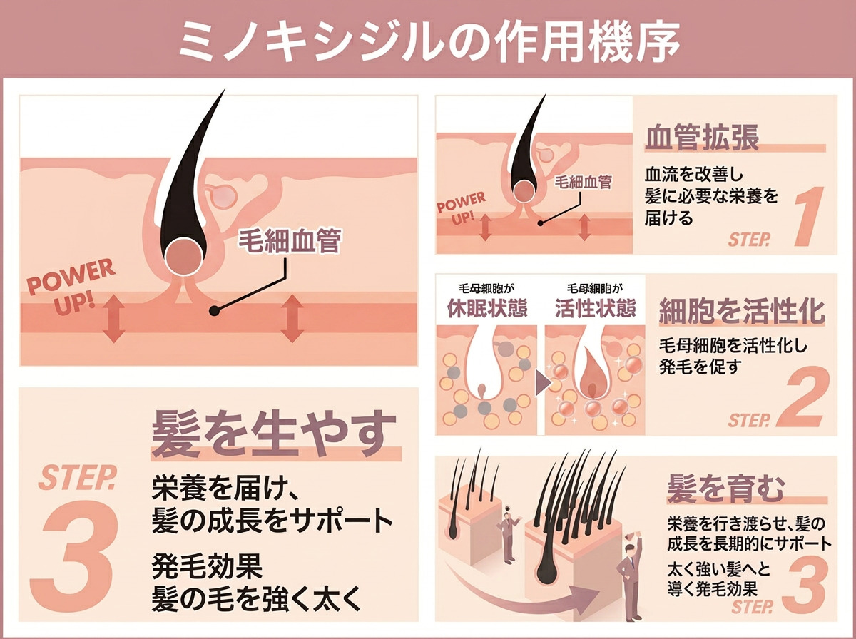 ミノキシジルの作用機序